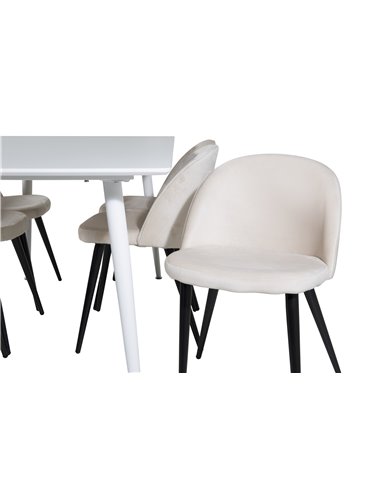 Matgrupp Polar med Velvet matstolar, 180 × 90 cm