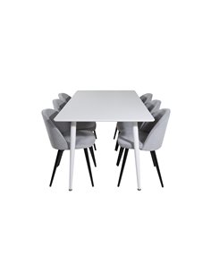 Matgrupp Polar med Velvet matstolar, 180 × 90 cm