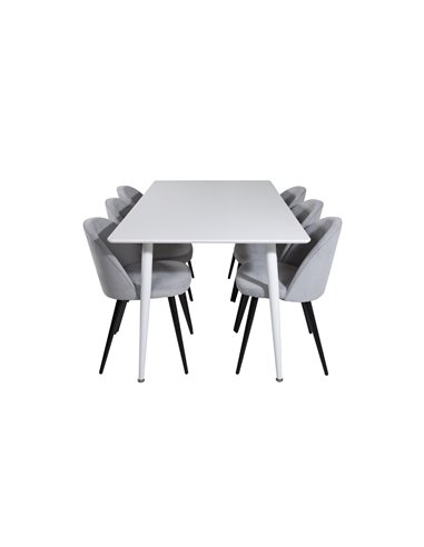 Matgrupp Polar med Velvet matstolar, 180 × 90 cm