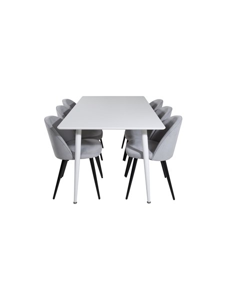 Matgrupp Polar med Velvet matstolar, 180 × 90 cm