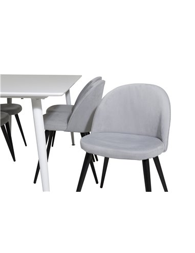Matgrupp Polar med Velvet matstolar, 180 × 90 cm