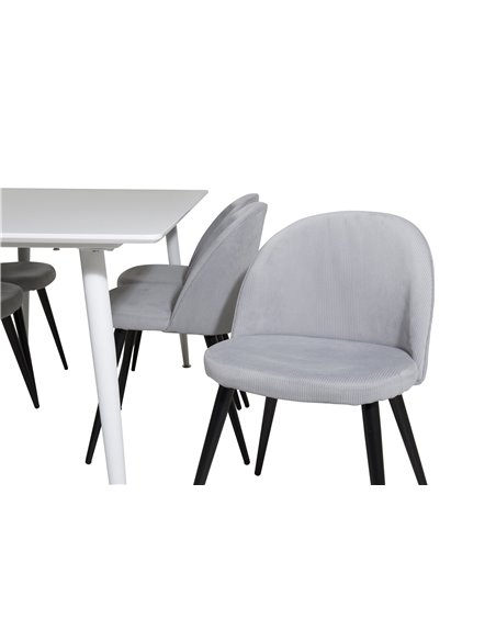 Matgrupp Polar med Velvet matstolar, 180 × 90 cm
