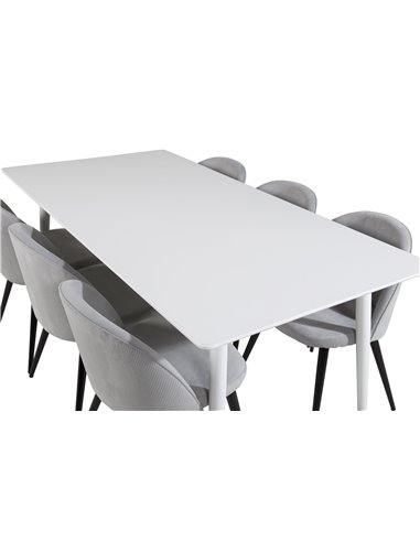 Matgrupp Polar med Velvet matstolar, 180 × 90 cm