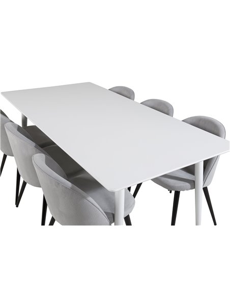 Matgrupp Polar med Velvet matstolar, 180 × 90 cm