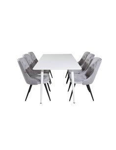 Matgrupp Polar med Velvet Deluxe matstolar, 180 × 90 cm