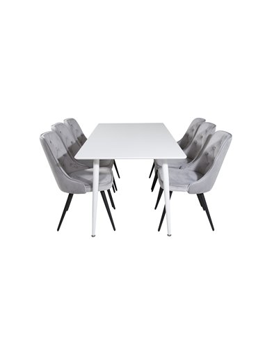 Matgrupp Polar med Velvet Deluxe matstolar, 180 × 90 cm