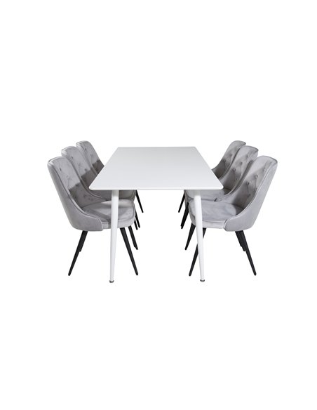 Matgrupp Polar med Velvet Deluxe matstolar, 180 × 90 cm