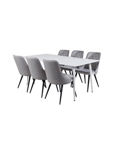 Matgrupp Polar med Velvet Deluxe matstolar, 180 × 90 cm 2