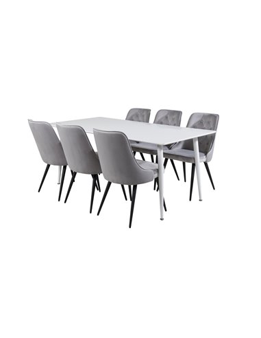 Matgrupp Polar med Velvet Deluxe matstolar, 180 × 90 cm