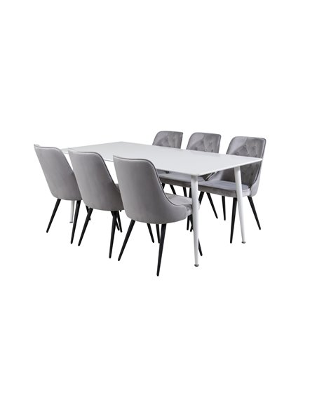 Matgrupp Polar med Velvet Deluxe matstolar, 180 × 90 cm