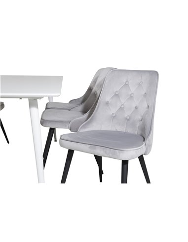Matgrupp Polar med Velvet Deluxe matstolar, 180 × 90 cm