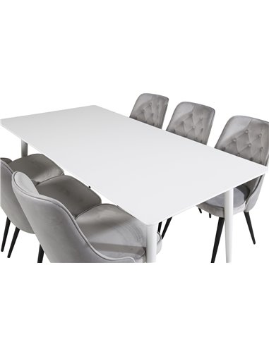 Matgrupp Polar med Velvet Deluxe matstolar, 180 × 90 cm