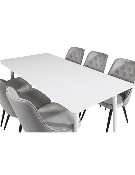 Matgrupp Polar med Velvet Deluxe matstolar, 180 × 90 cm