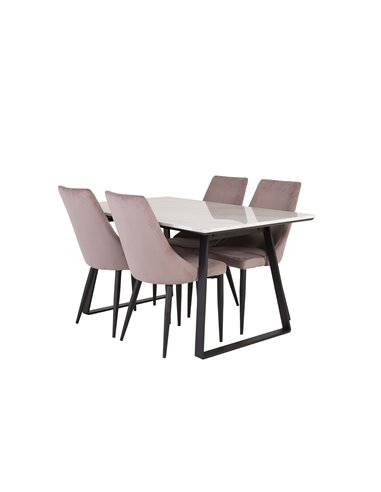 Matgrupp Estelle med Leone matstolar, 140 × 90 cm