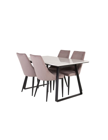 Matgrupp Estelle med Leone matstolar, 140 × 90 cm
