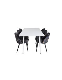 Matgrupp Polar med Velvet matstolar, 180 × 90 cm