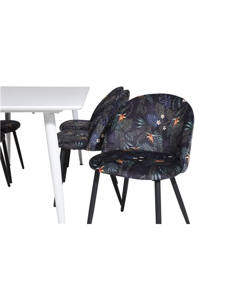 Matgrupp Polar med Velvet matstolar, 180 × 90 cm