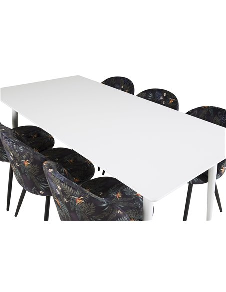 Matgrupp Polar med Velvet matstolar, 180 × 90 cm