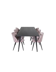 Matgrupp Dipp med Velvet matstolar, 180 × 90 cm