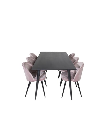 Matgrupp Dipp med Velvet matstolar, 180 × 90 cm