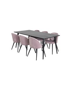 Matgrupp Dipp med Velvet matstolar, 180 × 90 cm 2