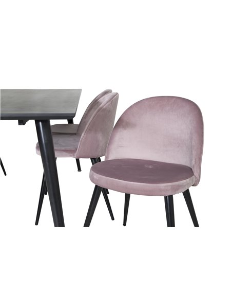 Matgrupp Dipp med Velvet matstolar, 180 × 90 cm