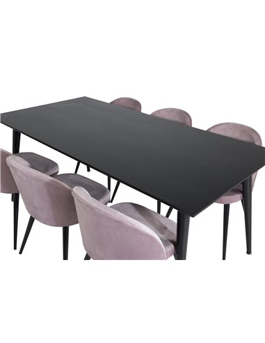 Matgrupp Dipp med Velvet matstolar, 180 × 90 cm