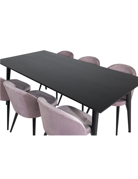 Matgrupp Dipp med Velvet matstolar, 180 × 90 cm