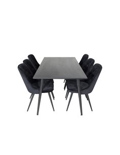 Matgrupp Dipp med Velvet Deluxe matstolar, 180 × 90 cm
