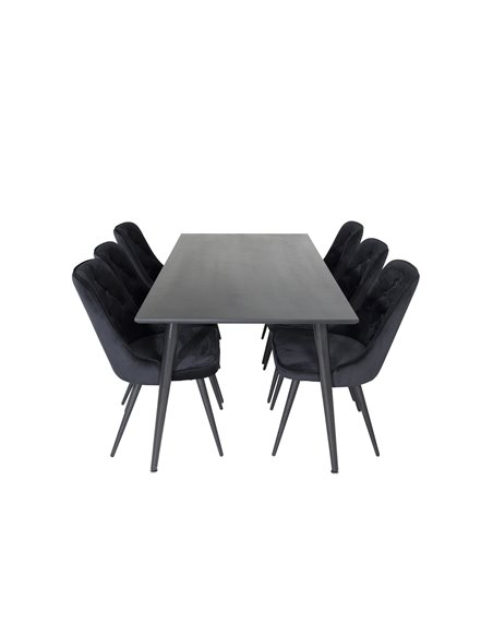 Matgrupp Dipp med Velvet Deluxe matstolar, 180 × 90 cm