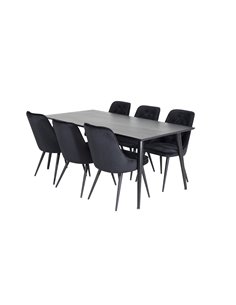 Matgrupp Dipp med Velvet Deluxe matstolar, 180 × 90 cm 2