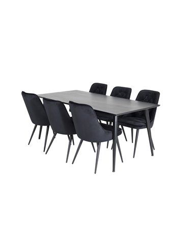 Matgrupp Dipp med Velvet Deluxe matstolar, 180 × 90 cm