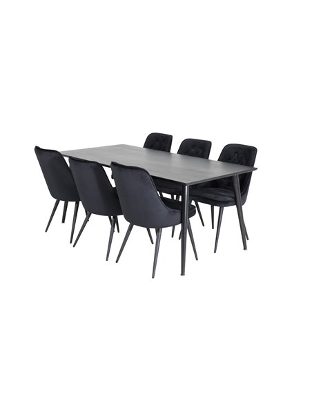 Matgrupp Dipp med Velvet Deluxe matstolar, 180 × 90 cm