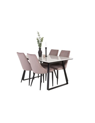 Matgrupp Estelle med Leone matstolar, 140 × 90 cm