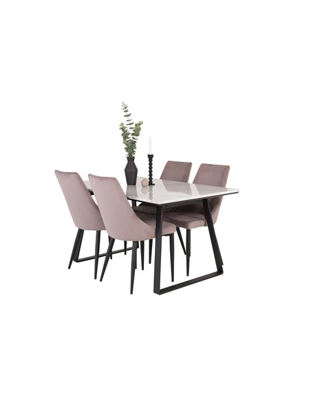 Matgrupp Estelle med Leone matstolar, 140 × 90 cm