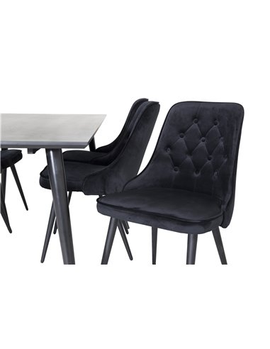 Matgrupp Dipp med Velvet Deluxe matstolar, 180 × 90 cm