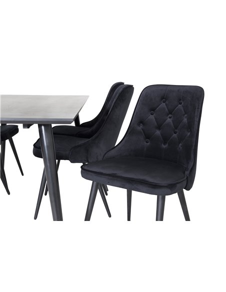 Matgrupp Dipp med Velvet Deluxe matstolar, 180 × 90 cm