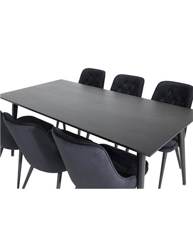 Matgrupp Dipp med Velvet Deluxe matstolar, 180 × 90 cm