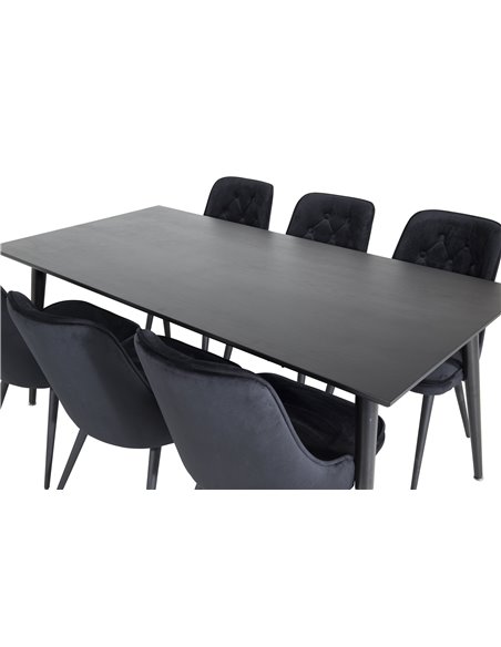 Matgrupp Dipp med Velvet Deluxe matstolar, 180 × 90 cm