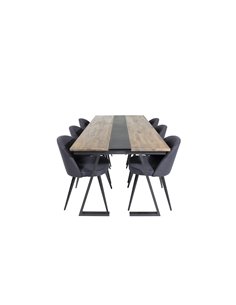 Matgrupp Jakarta med Velvet matstolar, 200 × 90 cm