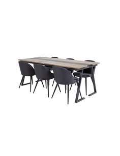 Matgrupp Jakarta med Velvet matstolar, 200 × 90 cm 2