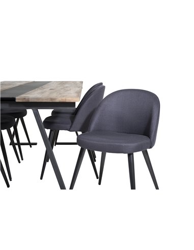 Matgrupp Jakarta med Velvet matstolar, 200 × 90 cm