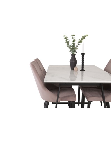 Matgrupp Estelle med Leone matstolar, 140 × 90 cm