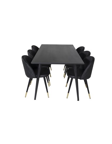 Matgrupp Dipp med Velvet matstolar, 180 × 90 cm