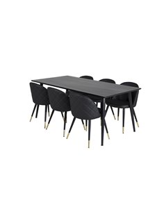 Matgrupp Dipp med Velvet matstolar, 180 × 90 cm 2