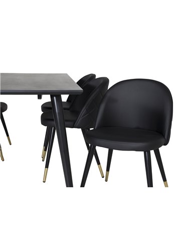 Matgrupp Dipp med Velvet matstolar, 180 × 90 cm