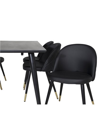 Matgrupp Dipp med Velvet matstolar, 180 × 90 cm