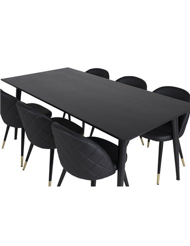 Matgrupp Dipp med Velvet matstolar, 180 × 90 cm
