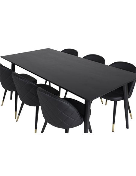 Matgrupp Dipp med Velvet matstolar, 180 × 90 cm