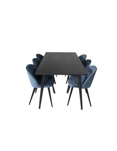 Matgrupp Dipp med Velvet matstolar, 180 × 90 cm